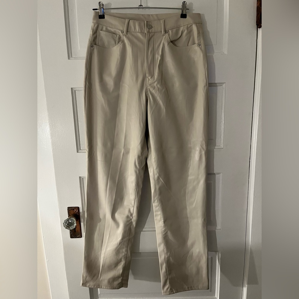 DIVIDED Cream Leather Pants